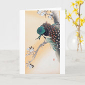 Pfau auf einem Kirschbaum, Ohara Koson Karte (Gelbe Blume)