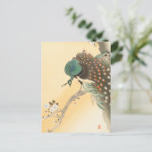 Pfau auf einem Kirschbaum von Ohara Koson Postkarte (Stehend Vorderseite)