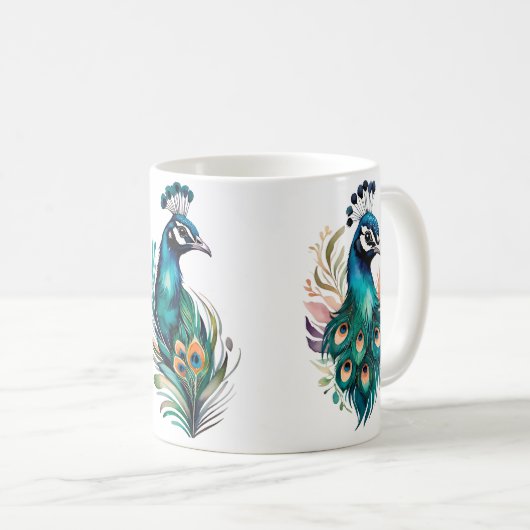 Pfau auf einer Tasse (VorderseiteRechts)