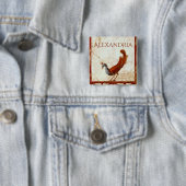 Pfau auf Fresco Antikes antikes Gemälde Button (Beispiel)