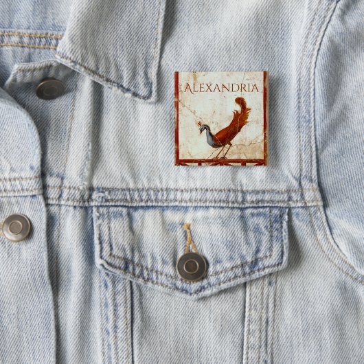 Pfau auf Fresco Antikes antikes Gemälde Button (Beispiel)