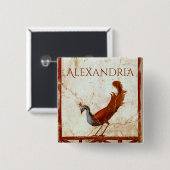 Pfau auf Fresco Antikes antikes Gemälde Button (Vorne & Hinten)