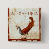 Pfau auf Fresco Antikes antikes Gemälde Button (Vorderseite)