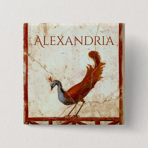 Pfau auf Fresco Antikes antikes Gemälde Button