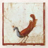 Pfau auf Fresco Antikes antikes Gemälde Glasuntersetzer (Vorderseite)