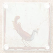 Pfau auf Fresco Antikes antikes Gemälde Glasuntersetzer (Rückseite)