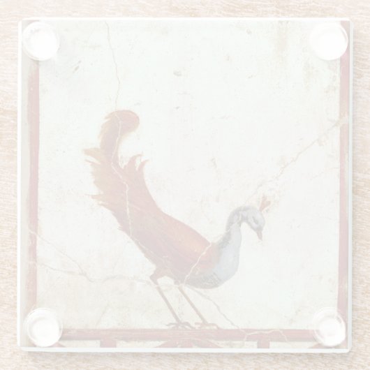 Pfau auf Fresco Antikes antikes Gemälde Glasuntersetzer (Rückseite)