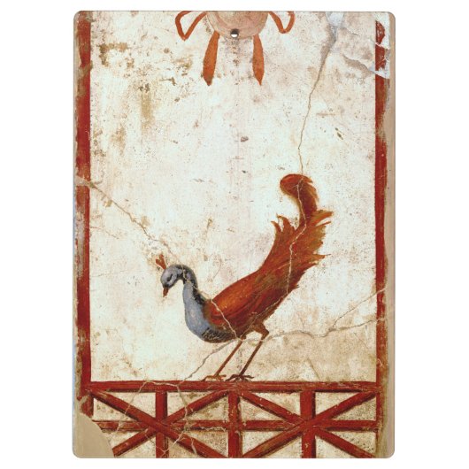 Pfau auf Fresco Antikes antikes Gemälde Klemmbrett (Rückseite)