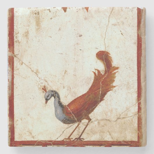 Pfau auf Fresco Antikes antikes Gemälde Steinuntersetzer (Vorderseite)