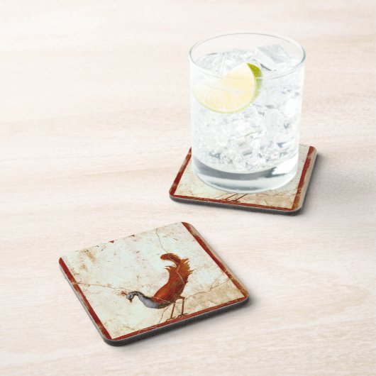 Pfau auf Fresco Antikes antikes Gemälde Untersetzer (Rechte Seite)