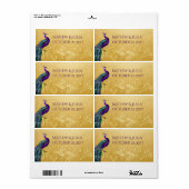 Pfau auf Gold Custom Wedding Mini Weine Labels (Vorne)
