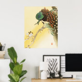 Pfau auf Kirschblossom Poster (Heimbüro)