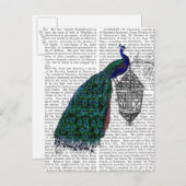 Pfau auf Lamp Postkarte (Vorne/Hinten)