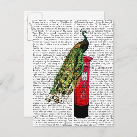 Pfau auf Postbox Postkarte (Vorne/Hinten)