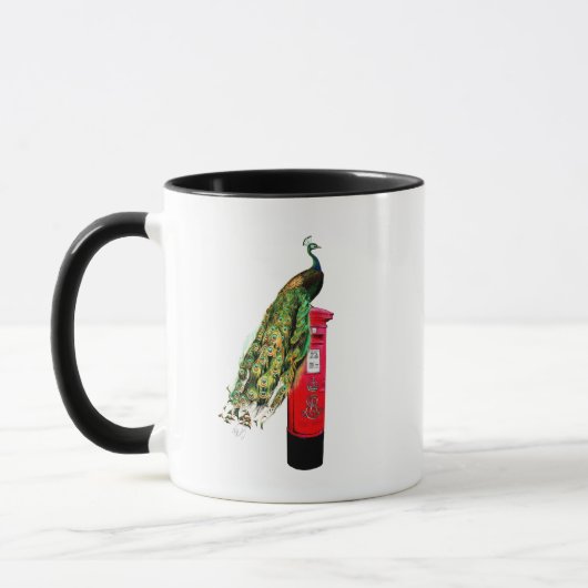 Pfau auf Postbox Tasse (Links)