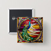 Pfau auf rosa button (Vorne & Hinten)