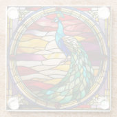 Pfau auf rosa glasuntersetzer (Rückseite)