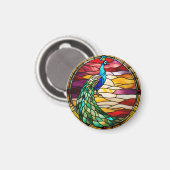 Pfau auf Rosa Magnet (Vorderseite/Rückseite)