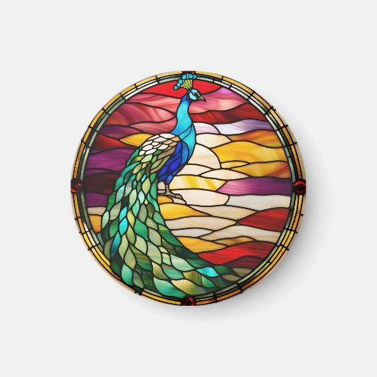 Pfau auf Rosa Magnet (Vorne)