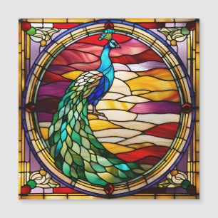 Pfau auf Rosa Magnetkarte