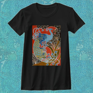 Pfau auf Rot T-Shirt