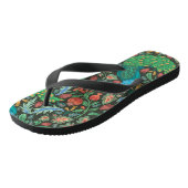 Pfau aus Indien Chintz Flip Flops Badesandalen (Schrägansicht)