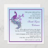 Pfau Bat Mitzvah Einladung (Vorne/Hinten)
