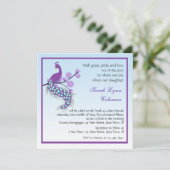 Pfau Bat Mitzvah Einladung (Stehend Vorderseite)