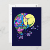 Pfau bei Mondlicht Postkarte (Vorne/Hinten)