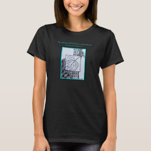 Pfau & Blatt Blk Tinte Türkisrand & Schrift T-Shirt