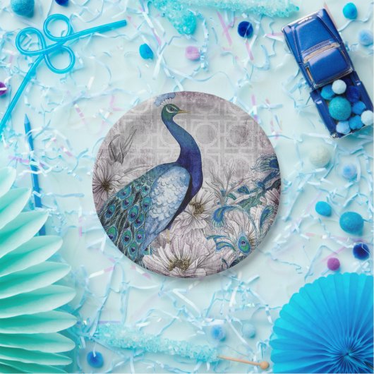 Pfau-Blau-Garten-Pappteller Pappteller (Party)
