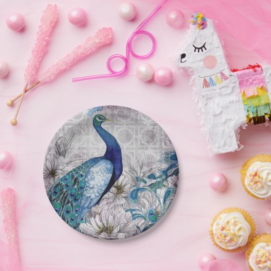Pfau-Blau-Garten-Pappteller Pappteller (Party)