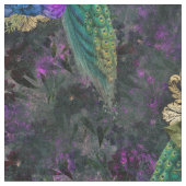 Pfau, Blume und Goldrahmen Stoff (Nahaufnahme)