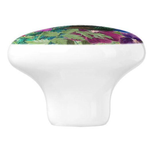 Pfau-Blume und Musik Keramikknauf (Seitenansicht)