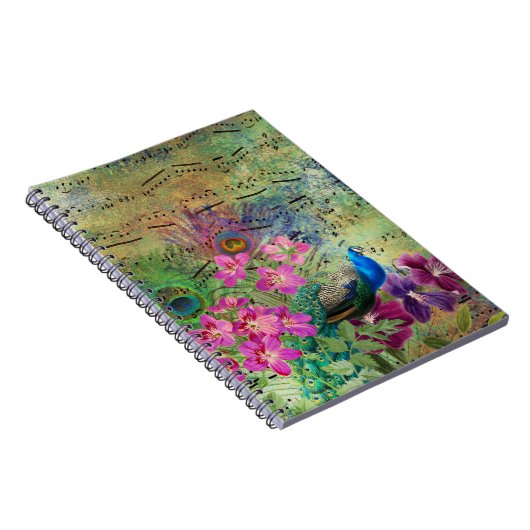 Pfau-Blume und Musik Notizblock (Rechte Seite)