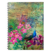 Pfau-Blume und Musik Notizblock (Vorderseite)