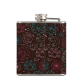 Pfau-Blumen-Indien-Tapete Vintag Flachmann (Rückseite)