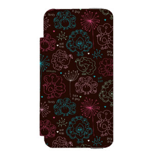 Pfau-Blumen-Indien-Tapete Vintag Incipio Watson™ iPhone 5 Geldbörsen Hülle