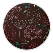 Pfau-Blumen-Indien-Tapete Vintag Keramikknauf (Vorderseite)