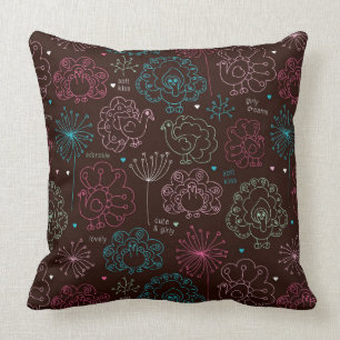 Pfau-Blumen-Indien-Tapete Vintag Kissen