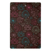 Pfau-Blumen-Indien-Tapete Vintag Mini Klemmbrett (Rückseite)