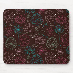 Pfau-Blumen-Indien-Tapete Vintag Mousepad