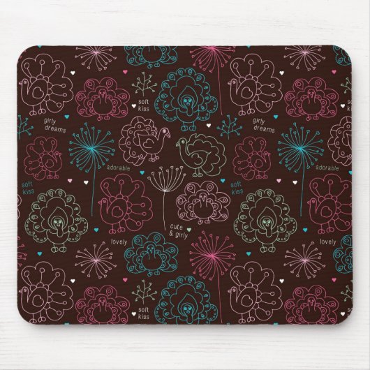 Pfau-Blumen-Indien-Tapete Vintag Mousepad (Vorne)