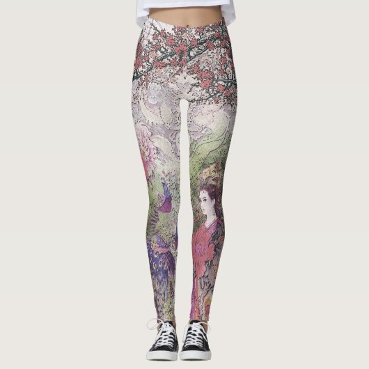 Pfau-Blüte u. Lotus-Braut Leggings (Vorderseite)