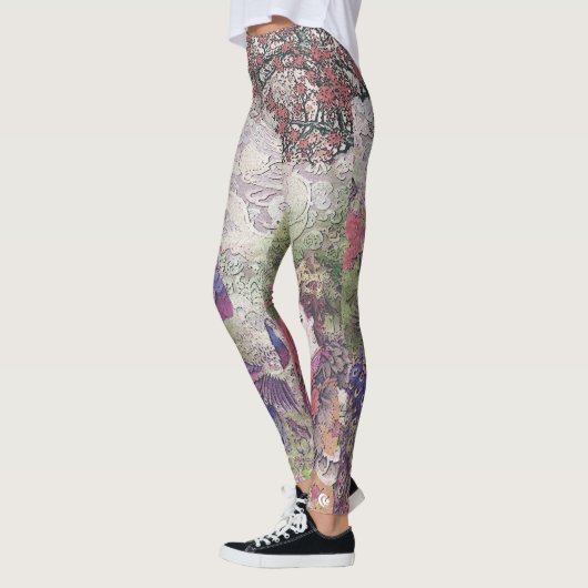 Pfau-Blüte u. Lotus-Braut Leggings (Links)
