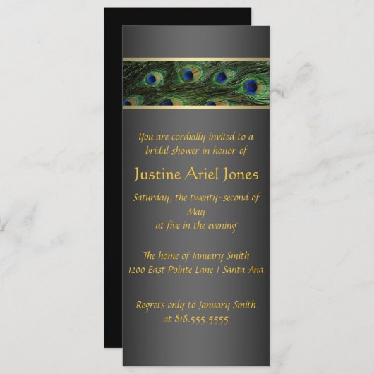 Pfau-Brautparty-Einladung Einladung (Vorne/Hinten)
