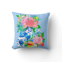 Pfau Chinoiserie Vase mit Pfauen und Rose