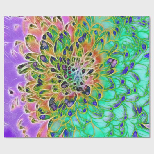 Pfau-Chrysantheme Geschenkpapier (Flach)