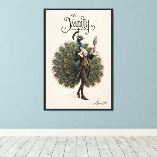 Pfau Dandy Leinwanddruck (Insitu (Holzboden))
