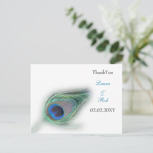 Pfau DankeYouCards Postkarte (Stehend Vorderseite)